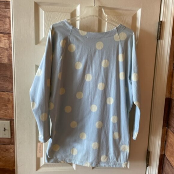 Adrienne Vittadini rare powder blue w/ large dots top, M, circa 80s, never worn - Picture 2 of 3